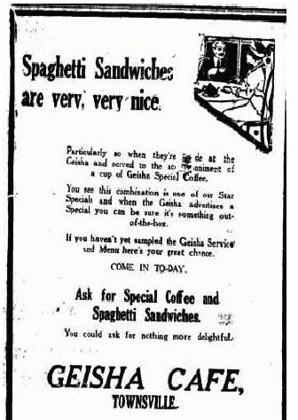 Spaghetti sandwich ad 1917