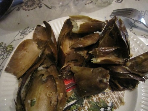 Pile of artichoke leaves