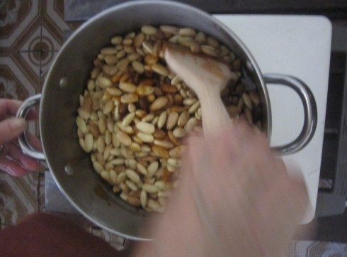 Almonds mixed in