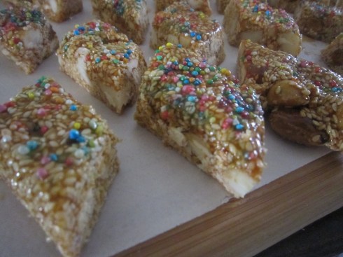 Finished sesame seed torrone