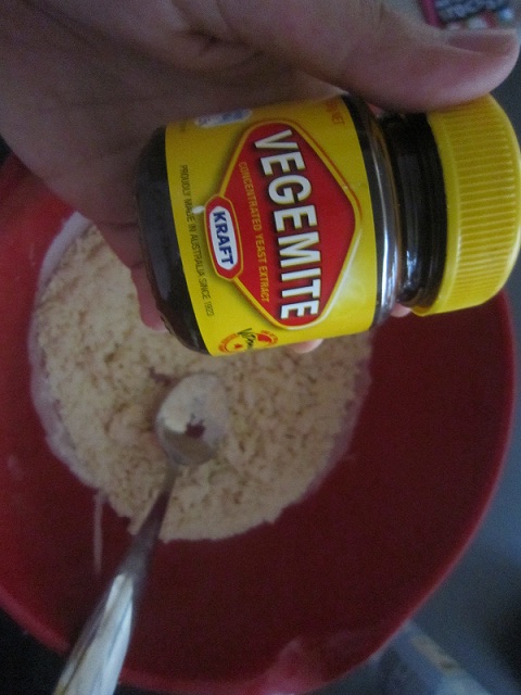 Vegemite ready to go in dough